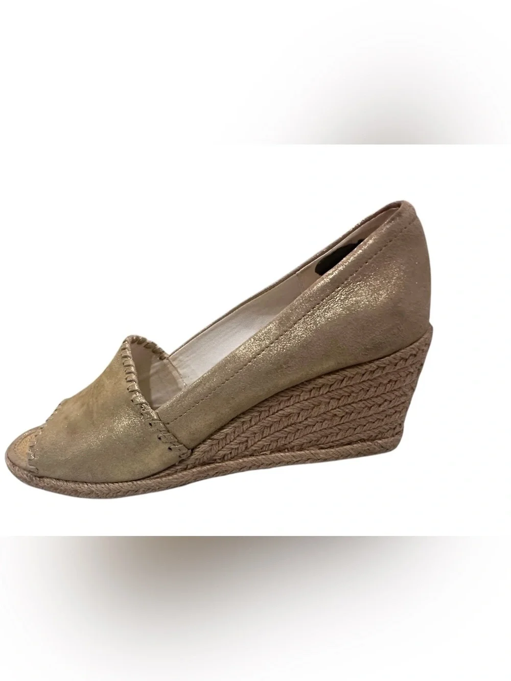 Jack Rogers Palmer Espadrilles Wedge Shoes Country Club Prep Gold Leather Size 8
